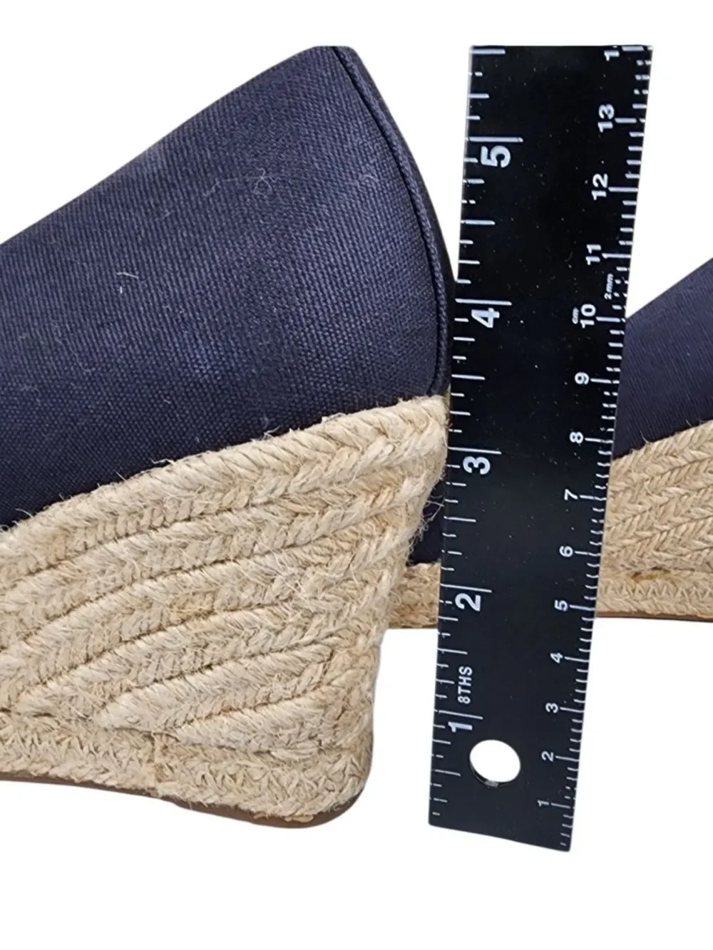J. Crew J by Crew Navy Blue Canvas Espadrille Wedge Sandals, Size 9